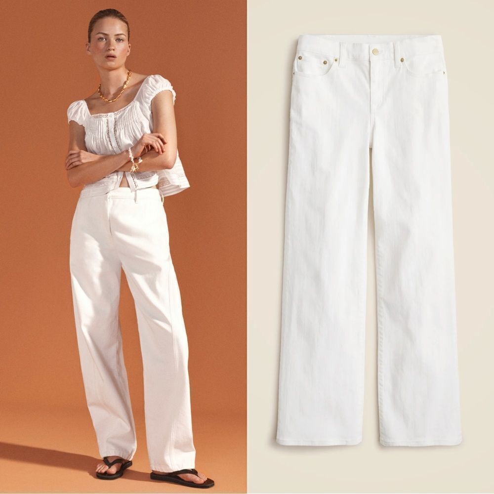 NWT J CREW Lower-rise full-length slim-wide jean in white
